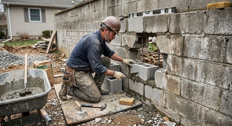 Concrete Block Wall Repair in Cleveland, OH